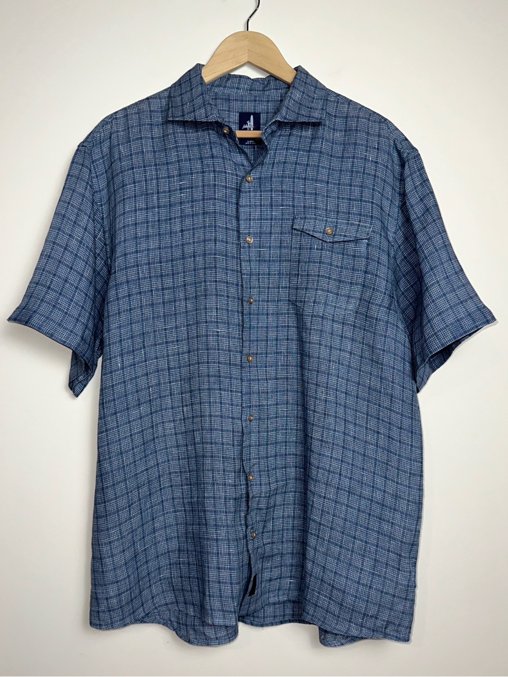 johnnie-O Linen Short-Sleeve Plaid Button-Down Shirt
